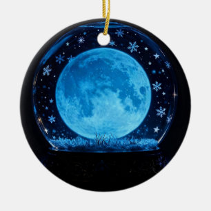 Full Moon Snow Globe Mystical Magical Ceramic Tree Decoration