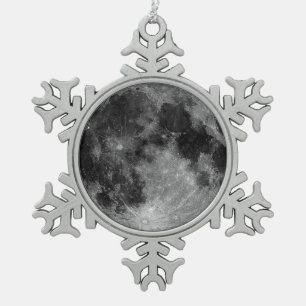 Full Moon Snowflake Pewter Christmas Ornament