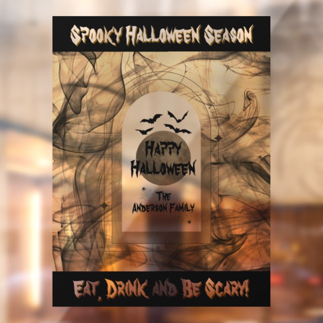 Full Moon Spider Bats Spooky Scary Happy Halloween Window Cling (Sheet 2)