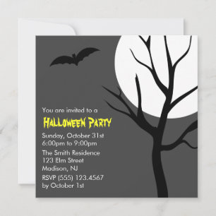 Full Moon Spooky Night Halloween Party Invites