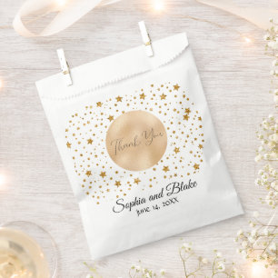 Full Moon Starry Night White and Gold Wedding Favour Bags