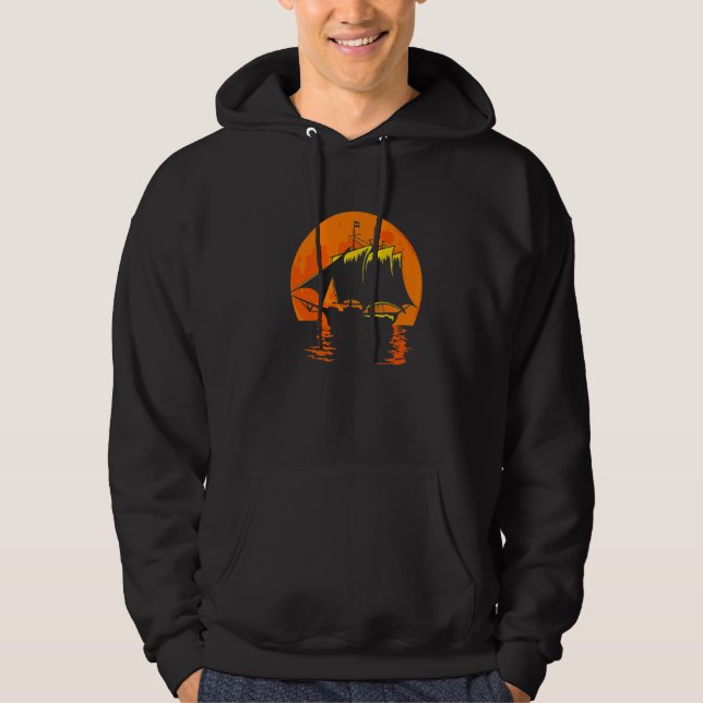 Full Moon Sunset Captain Anchor Sunrise Sailing Bo Hoodie (Front)