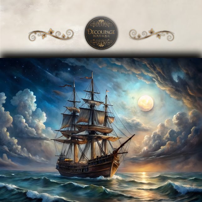 Full Moon Tall Ship Decoupage Tissue Paper (Full Moon Tall Ship Decoupage Tissue Paper)