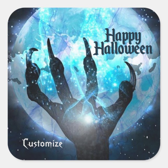 Full Moon Transformation Halloween Square Sticker (Front)