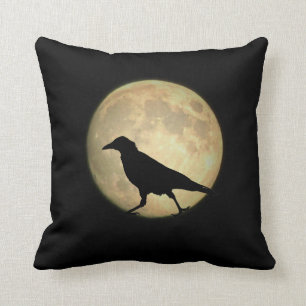 Full Moon Walking Crow Silhouette Cushion