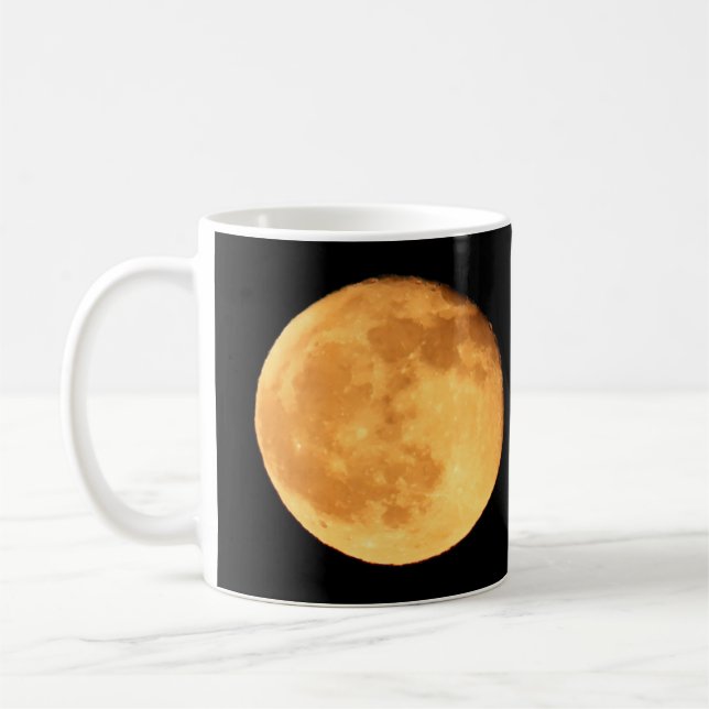 Full Moon Warm Orange Moonlight Cosmic Landscape Coffee Mug (Left)