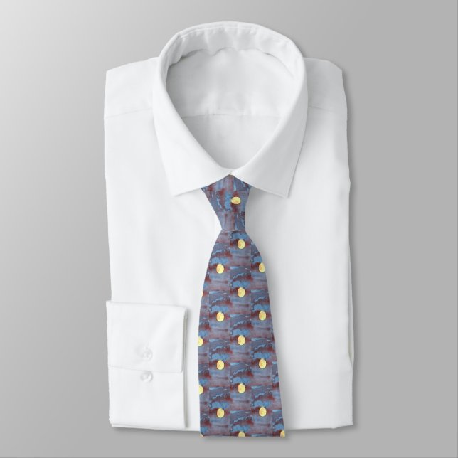Full Moon Watercolor Tie (Tied)