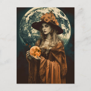 Full Moon Witch Postcard