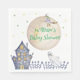 Full Moon Witch Spooky House Baby Shower Napkin