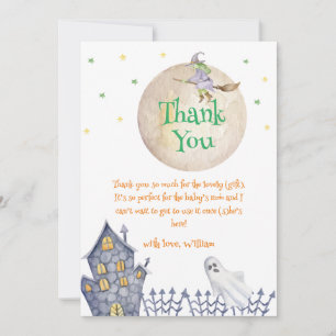 Full Moon Witch Spooky House Baby Shower  Thank You Card