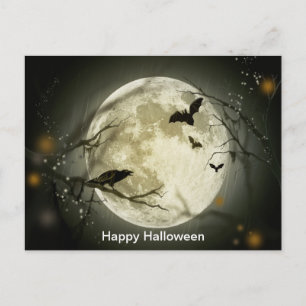 Full Moon with a Crow and Bats Postcard