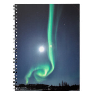 Full Moon With Aurora Yellowknife Canada Notebook