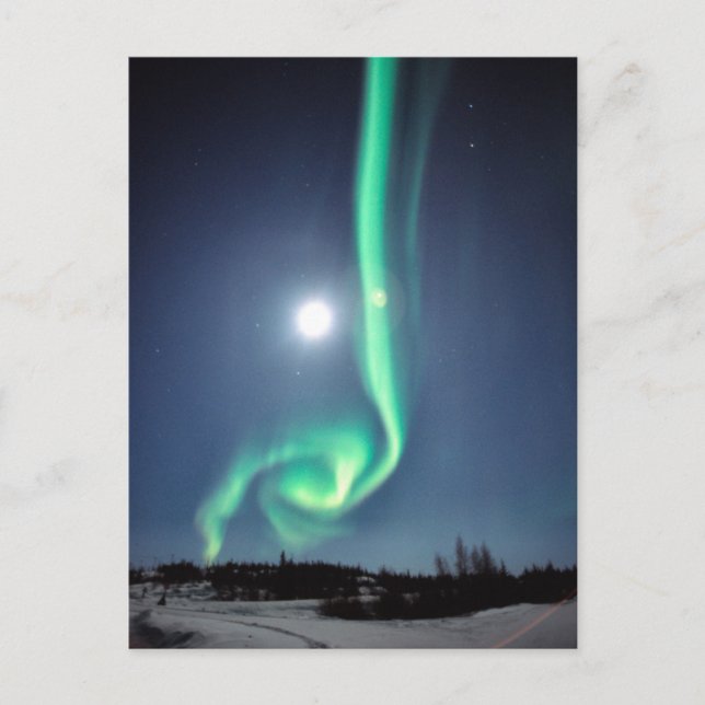 Full Moon With Aurora | Yellowknife Canada Postcard (Front)