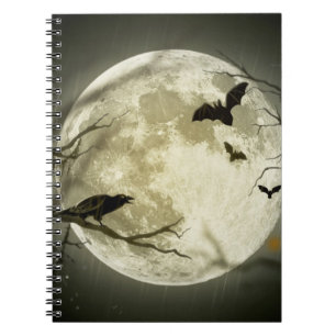 Full Moon with bats and Raven Notebook