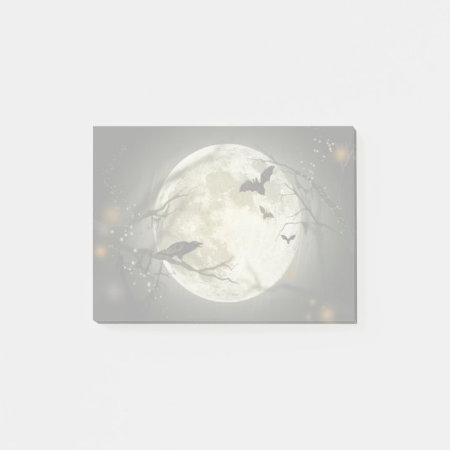 Full Moon with bats and Raven Post-it Notes (Front)