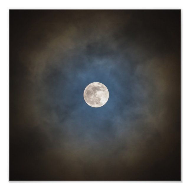 Full Moon with Blue Halo Photo Print (Front)