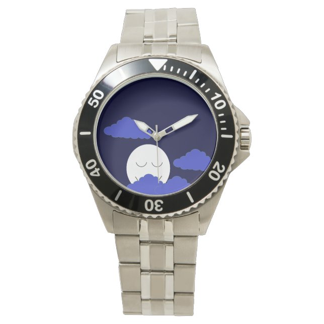 Full Moon with Clouds Men's Watch (Front)