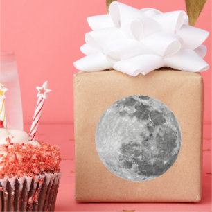 Full Moon with Craters Classic Round Sticker