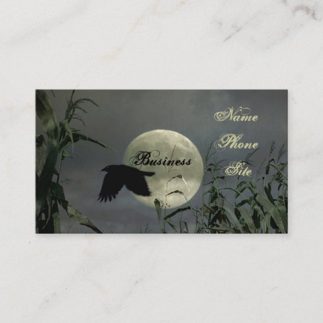 Full Moon With Crow Business Card (Front)