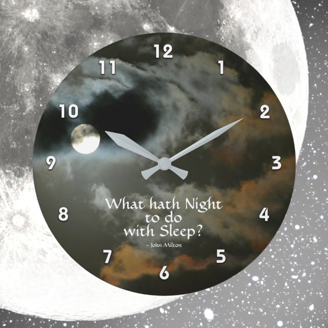Full Moon with Nighttime quote Night Shift Large Clock (Creator Uploaded)