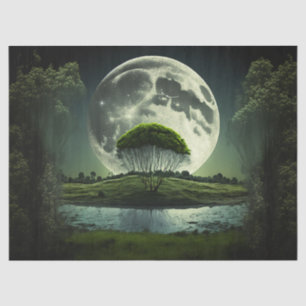 Full Moon with Tree and River Decoupage Tissue Paper