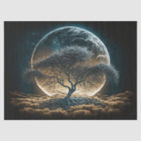 Full Moon with Tree of Root Decoupage