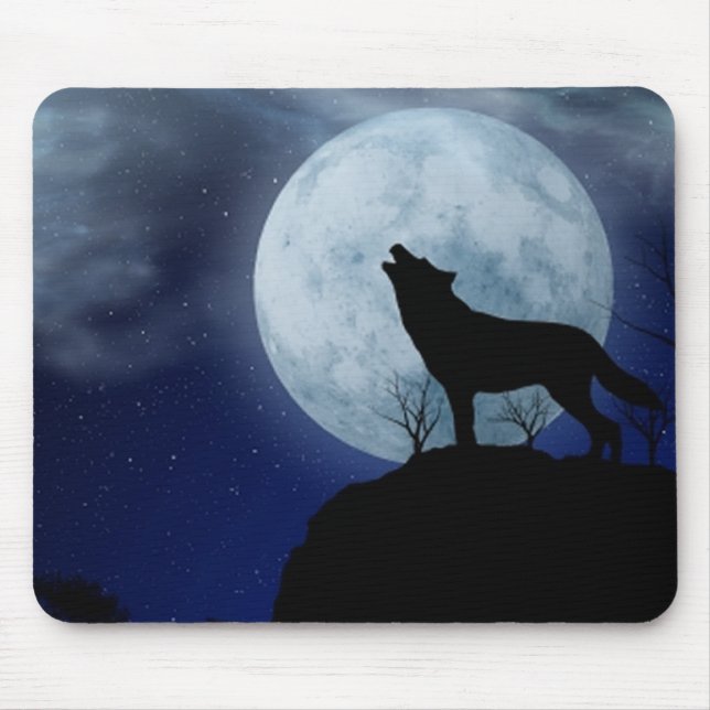 Full Moon Wolf Mouse Mat (Front)