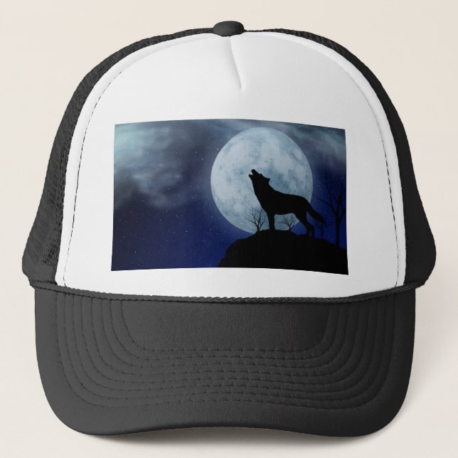 Full Moon Wolf Trucker Hat (Front)