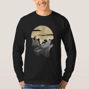 Full Moon Wolf Wolves Howling Forest Fog Hunter An T-Shirt