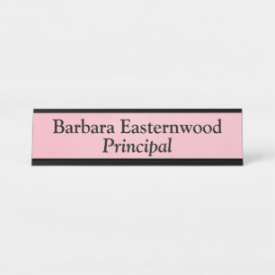 Full Name Principal In Watercolor Pink Blush Desk Name Plate