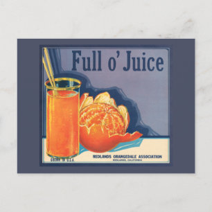 Full o' Juice Vintage Orange Growers Advertisement Postcard