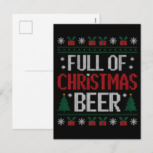 Full Of Christmas Beer And Christmas Cheer Ugly  Holiday Postcard
