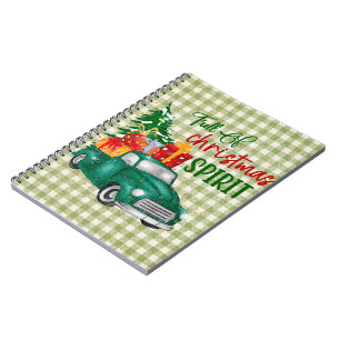 Full of Christmas Spirit Green Plaid Chequered Tru Notebook