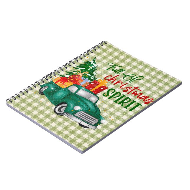 Full of Christmas Spirit Green Plaid Chequered Tru Notebook (Left Side)