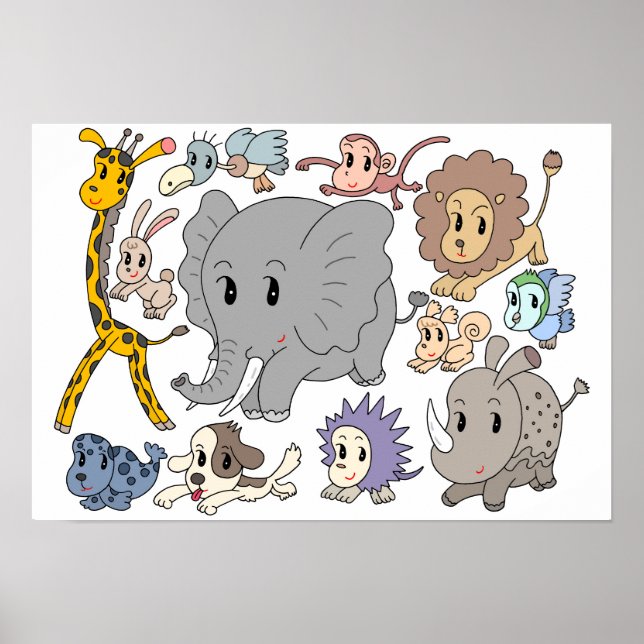 Full of energy! Twelve cheerful animals. Poster (Front)