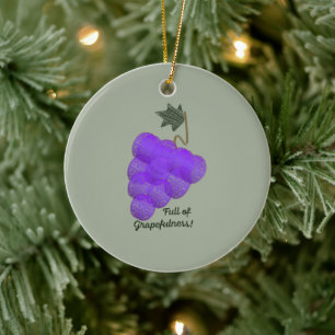 Full of Grapefulness Grapes Ceramic Tree Decoration