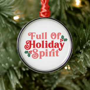 Full of Holiday Spirit - Festive Typography Metal Tree Decoration