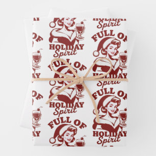 Full Of Holiday Spirit Wine Snarky Christmas Xmas Wrapping Paper Sheet
