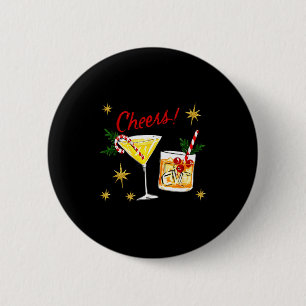 Full Of Holiday Srit Cheers Martini Christmas Drin 6 Cm Round Badge