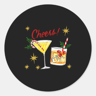 Full Of Holiday Srit Cheers Martini Christmas Drin Classic Round Sticker