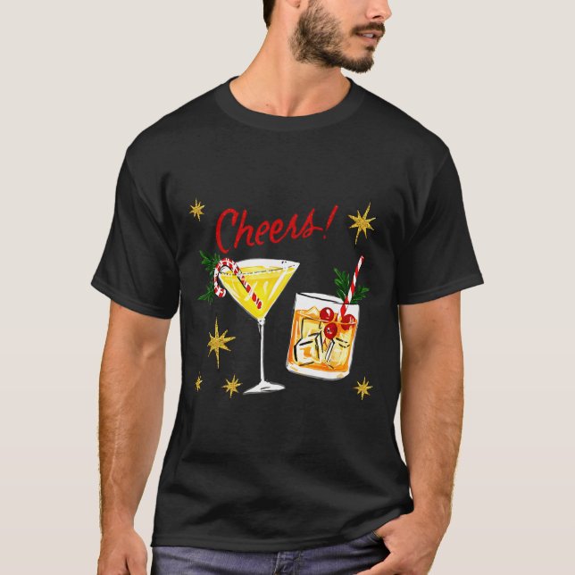 Full Of Holiday Srit Cheers Martini Christmas Drin T-Shirt (Front)