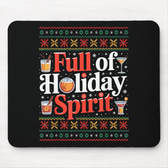 Full Of Holiday Srit Christmas Drinking Retro Tail Mouse Mat (Front)