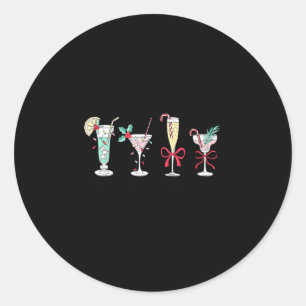 Full Of Holiday Srit Christmas Drinks Martini Tail Classic Round Sticker