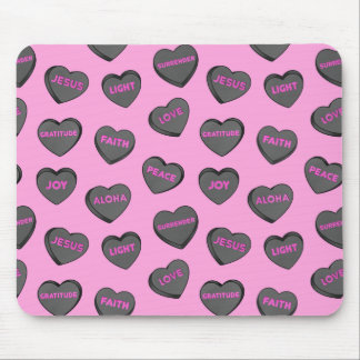 Full of Love Hearts Pattern black pink Mouse Mat