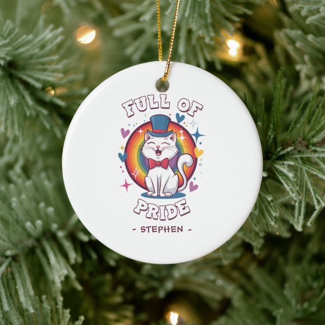 Full of Pride | LGBTQ Cat Pride Ceramic Tree Decoration (Tree)