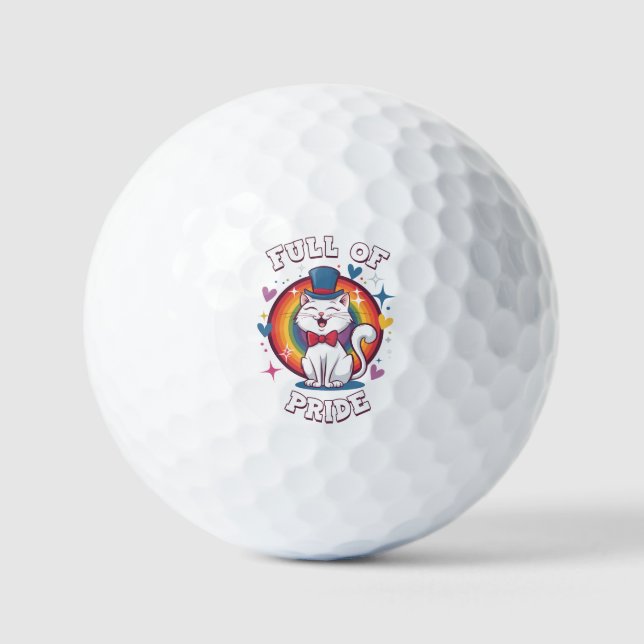 Full of Pride | LGBTQ Cat Pride Golf Balls (Front)