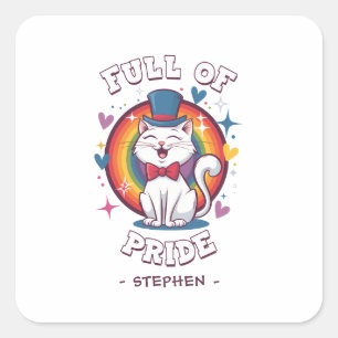 Full of Pride LGBTQ Cat Pride Square Sticker