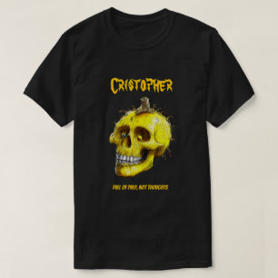 Full of Pulp Not Thoughts Yellow Pumpkin Skull T-Shirt