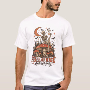 Full of Rage Whimsy Skeleton Mushroom Halloween T-Shirt