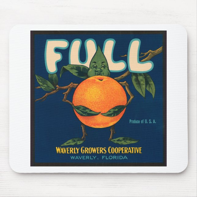Full - Orange Crate Label Mouse Mat (Front)